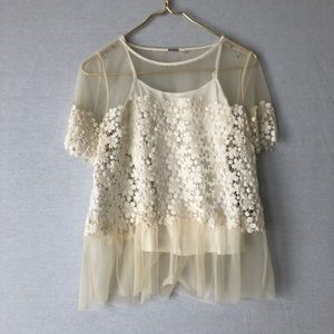 Elie Tahari Floral Sheer Top